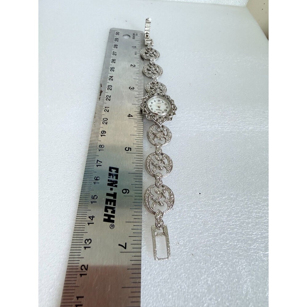 Vintage 1990s Xanadu Marcasite Style Quartz Bracelet Watch Silver Tone Vintage - Picture 7 of 8